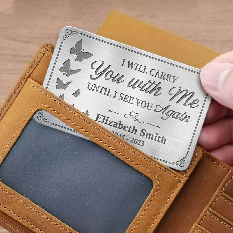 Always On My Mind Forever In My Heart - Custom Photo Memorial Personalized Aluminum Wallet Card, Sympathy Gift