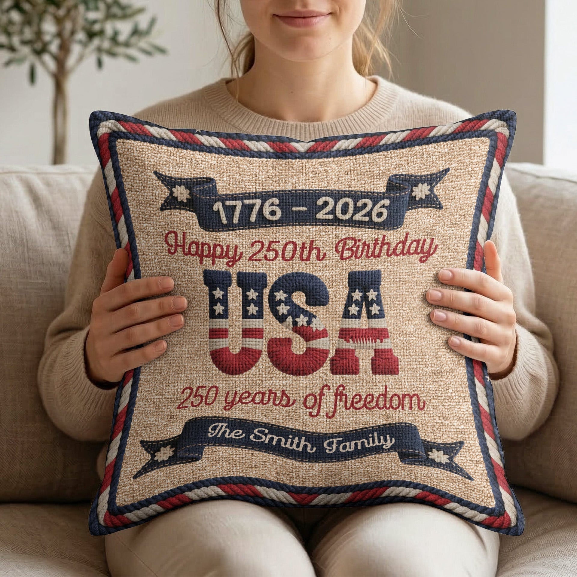 USA 250th Birthday - Personalized Pillow Cover