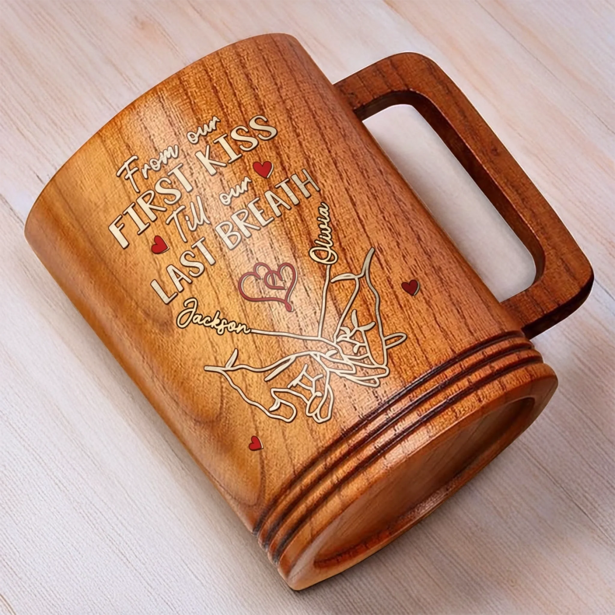 Love Found Its Way Couple Personalized Custom Wooden Mug