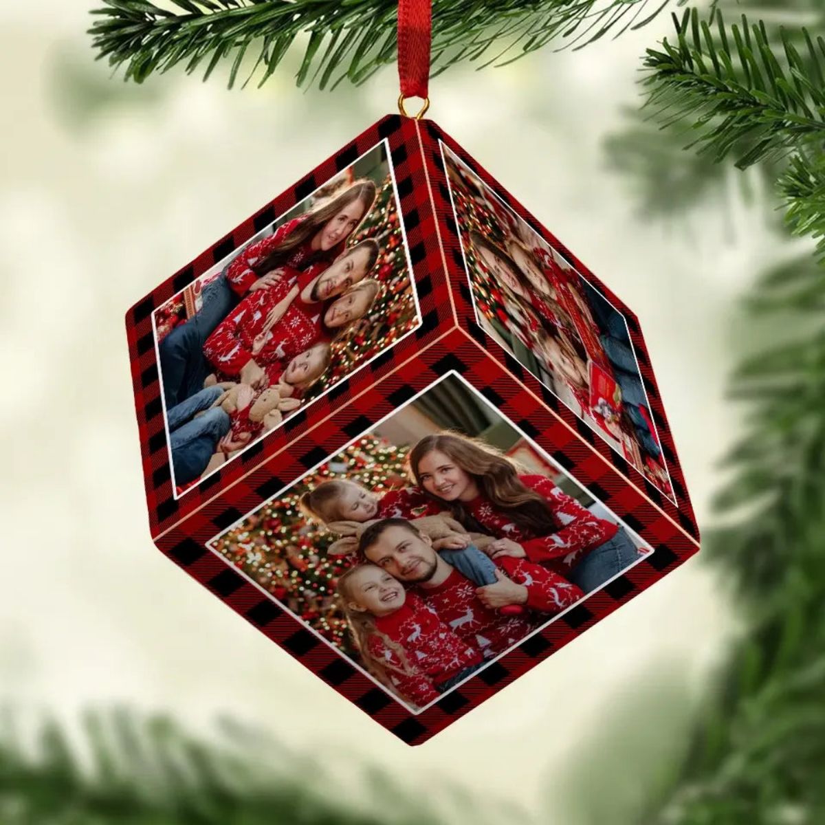 It's The Most Beautiful Time Of The Year Family Personalized Custom Wooden Cube Ornament