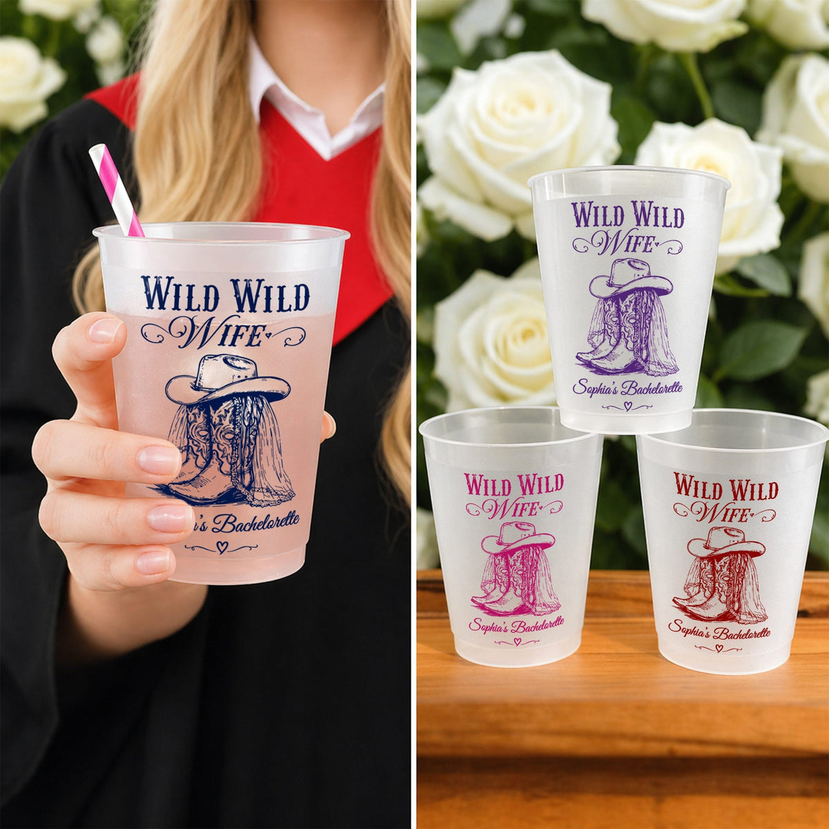 Wild Wild Wife, Personalized Frosted Cups, Gift For Bride and Bestie