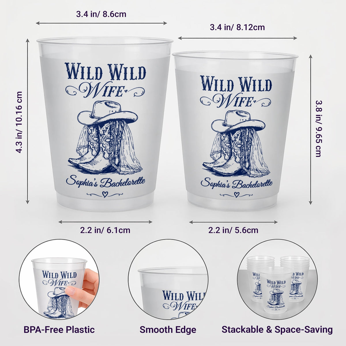 Wild Wild Wife, Personalized Frosted Cups, Gift For Bride and Bestie
