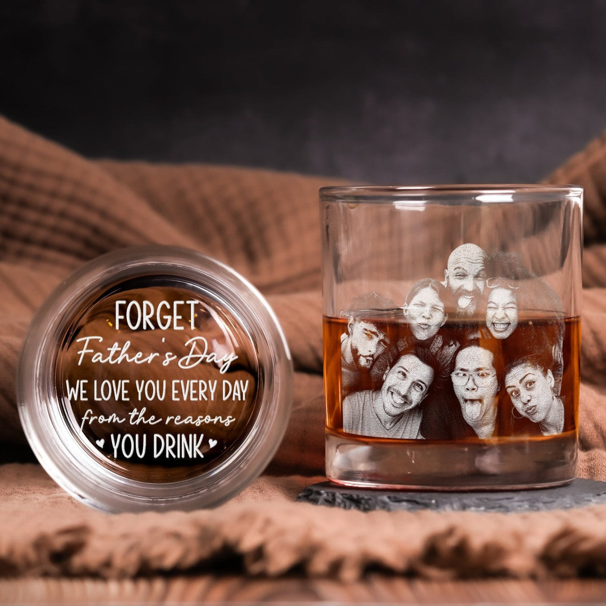 We Love You Every Day - Personalized Whiskey Glass With Photo
