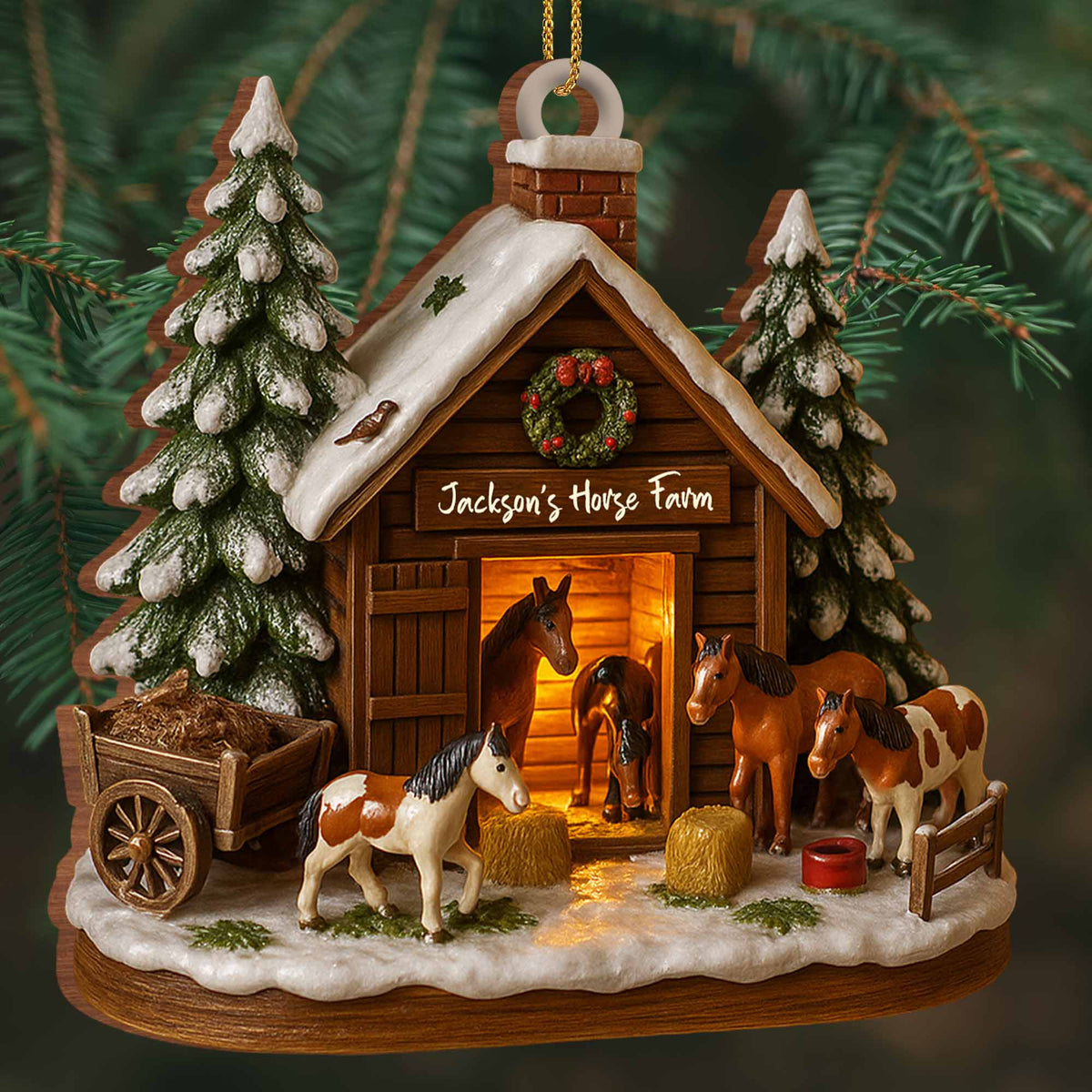 Customize Your Own Charming Horse Farm Ornament Personalized Wood Ornament Gift For Horse Lovers