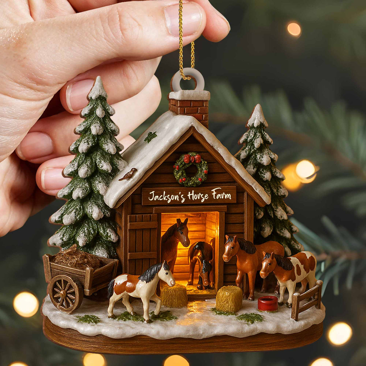 Customize Your Own Charming Horse Farm Ornament Personalized Wood Ornament Gift For Horse Lovers