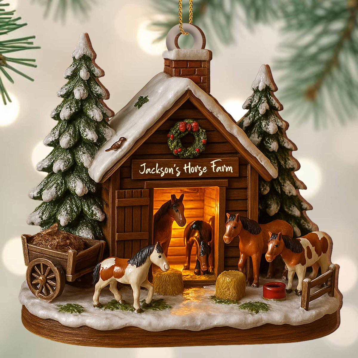Customize Your Own Charming Horse Farm Ornament Personalized Wood Ornament Gift For Horse Lovers