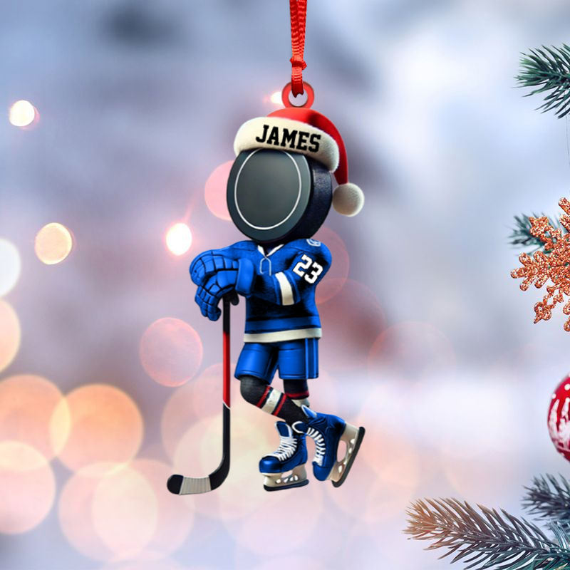 Personalized Name Cool Ice Hockey Ornament