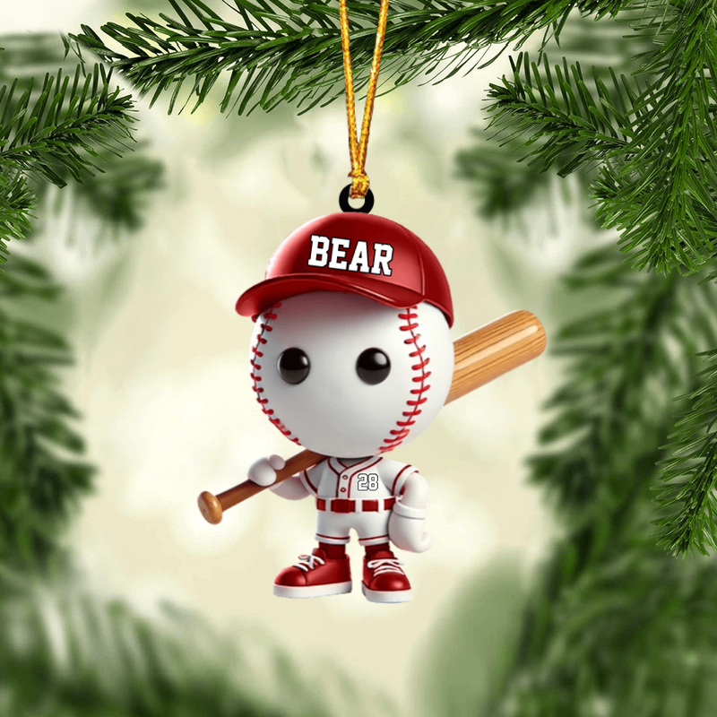 Adorable Baseball Star Personalized Ornament