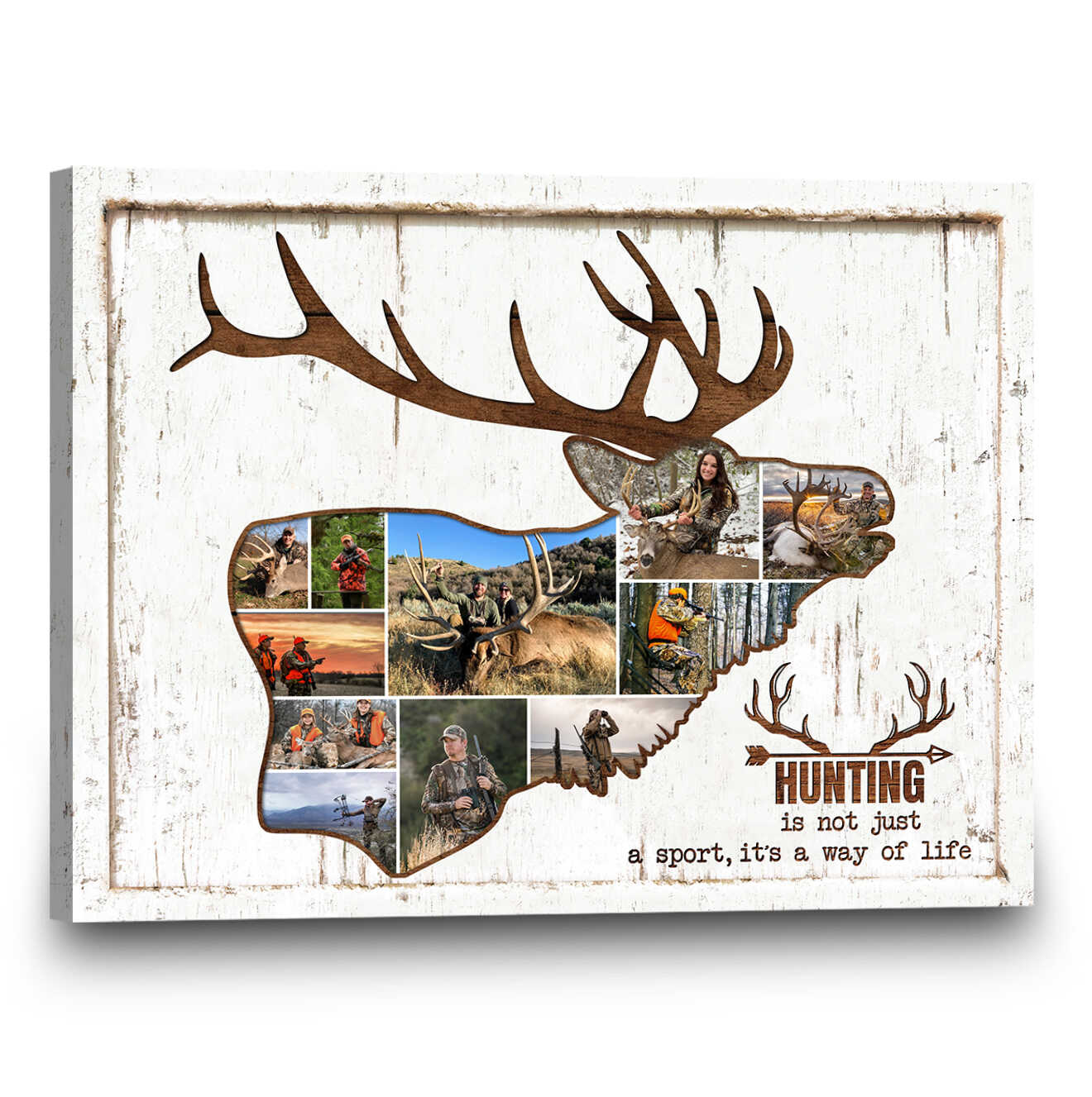 Personalized Deer Hunting Photo Collage Canvas Gift For Hunters