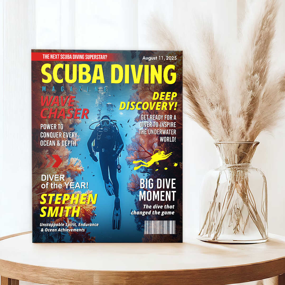 Personalized Scuba Diving Magazine Cover, Custom Scuba Diving Dad Gift, Scuba Diving Lover Gift