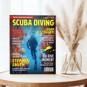 Personalized Scuba Diving Magazine Cover, Custom Scuba Diving Dad Gift, Scuba Diving Lover Gift