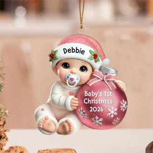Baby Beside Christmas Bauble – Baby's 1st Christmas Personalized Ornament