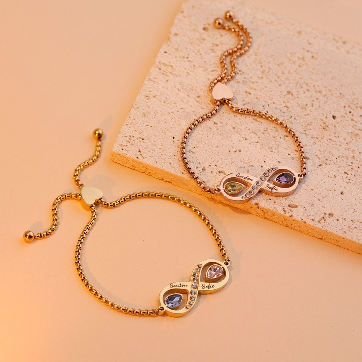 Infinite Love - Personalized Tears Of Joy Birthstones Bracelet