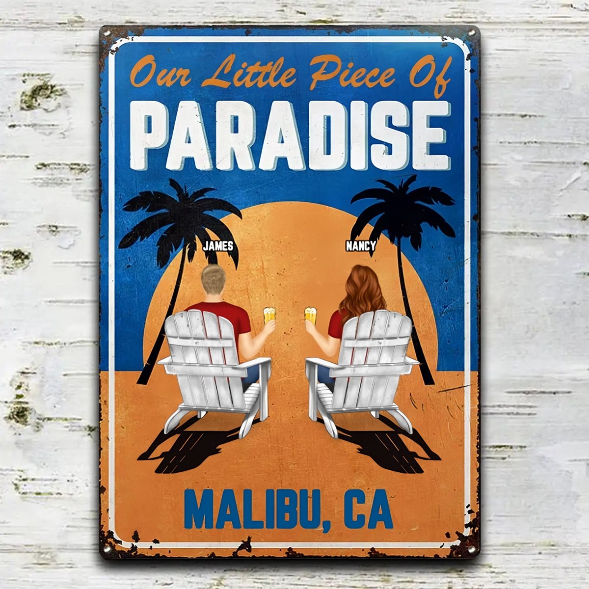 Little Piece Of Paradise - Couple Gift - Personalized Classic Metal Signs