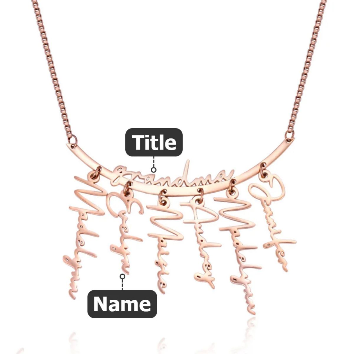 Personalized Names Hanging Grandma Mom Family Necklace with 1-7 Names
