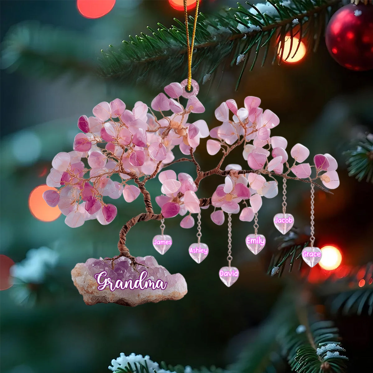 Christmas Gift For Mom/Grandma - Personalized Custom Tree Shaped Acrylic Ornament