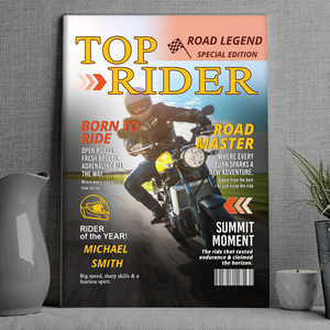 Custom Motorcyclist Magazine Cover Personalized Canvas/Poster Motorcycle Rider Gift