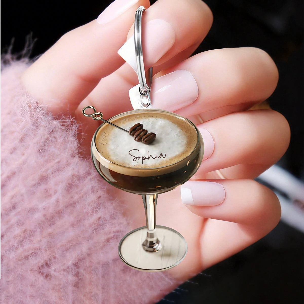 Personalized Espresso Martini Keychain,Cocktail Lover Gift