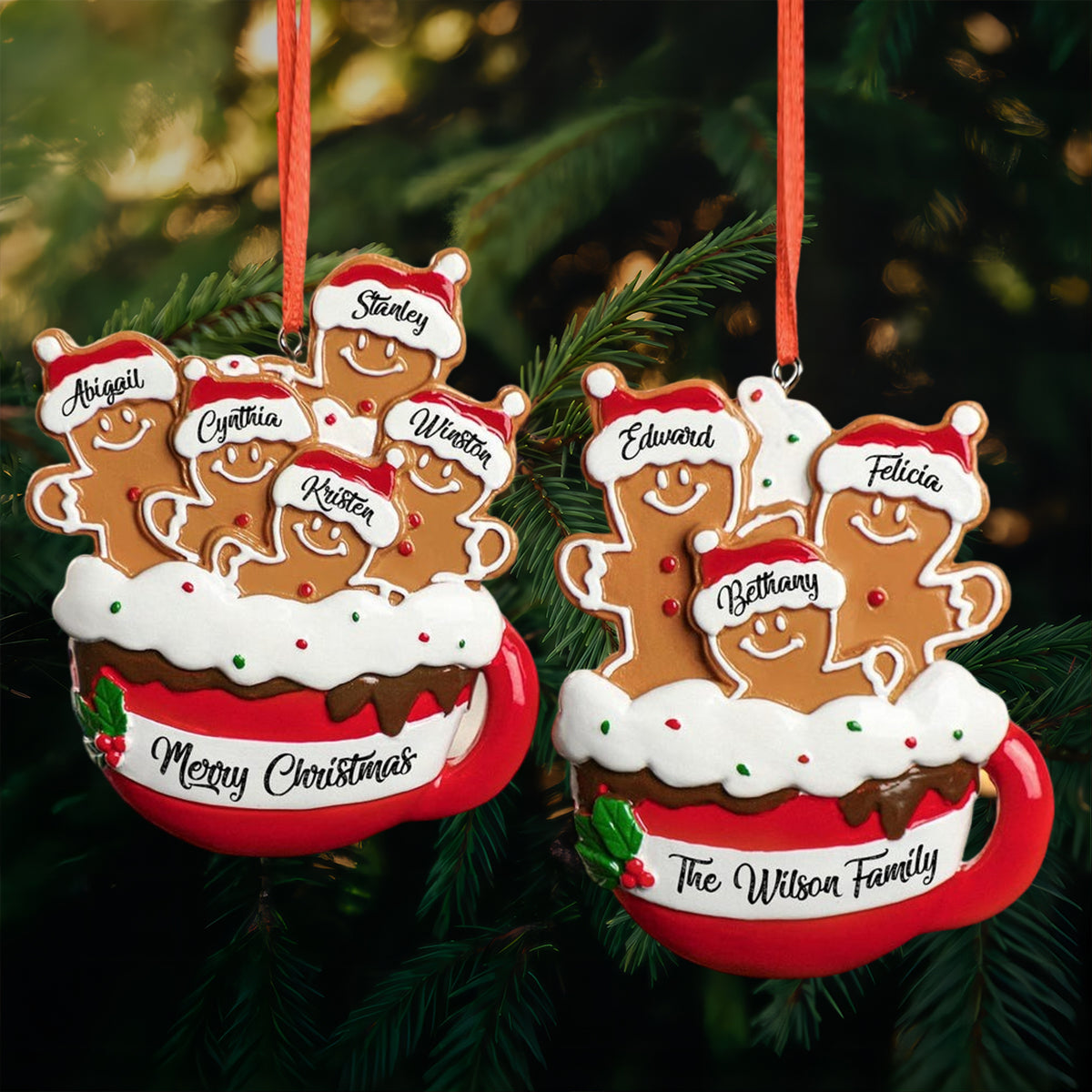 Personalized Christmas Gingerbread Family Ornament