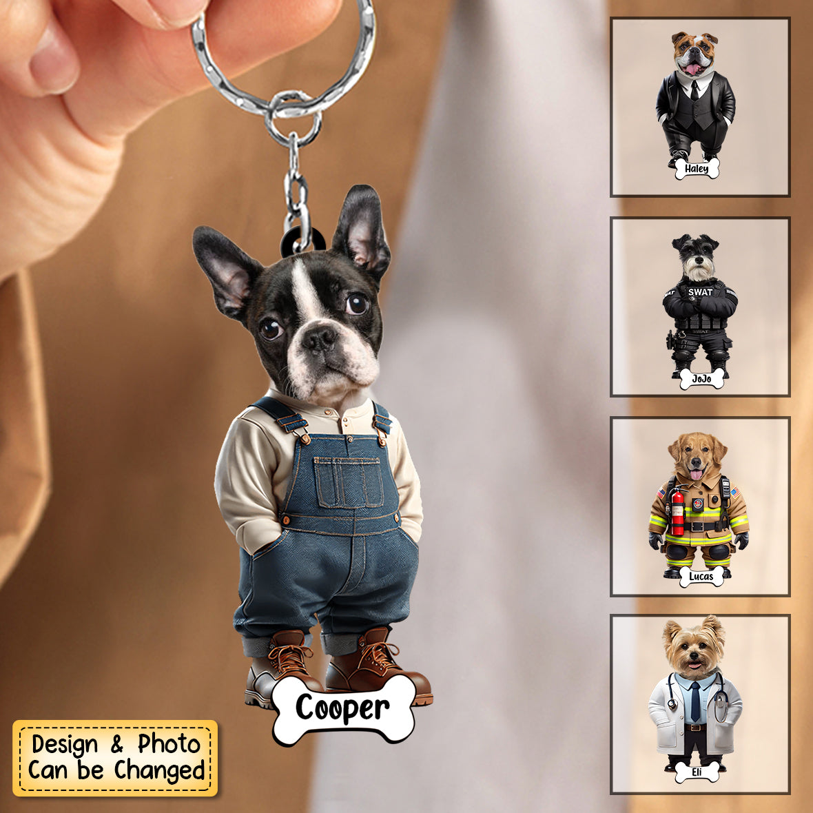 Personalized Photo Cute Dog Cat Acrylic Keychain Gift For Dog Lovers Cat Lovers
