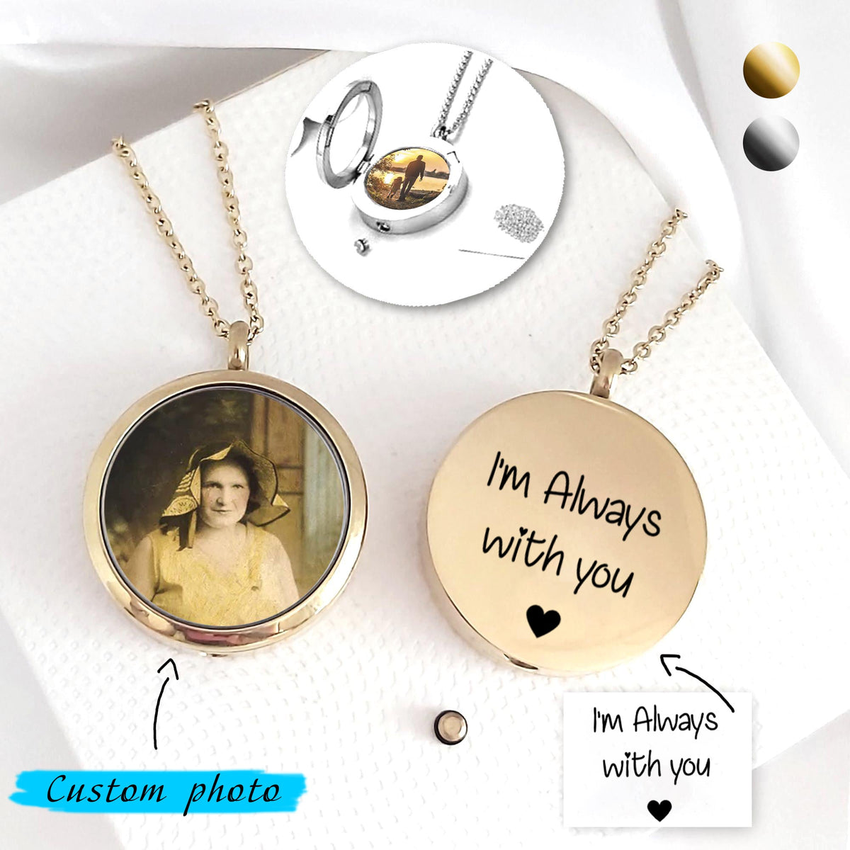 Personalized Urn Necklace Locket With Photo, Grief Gift