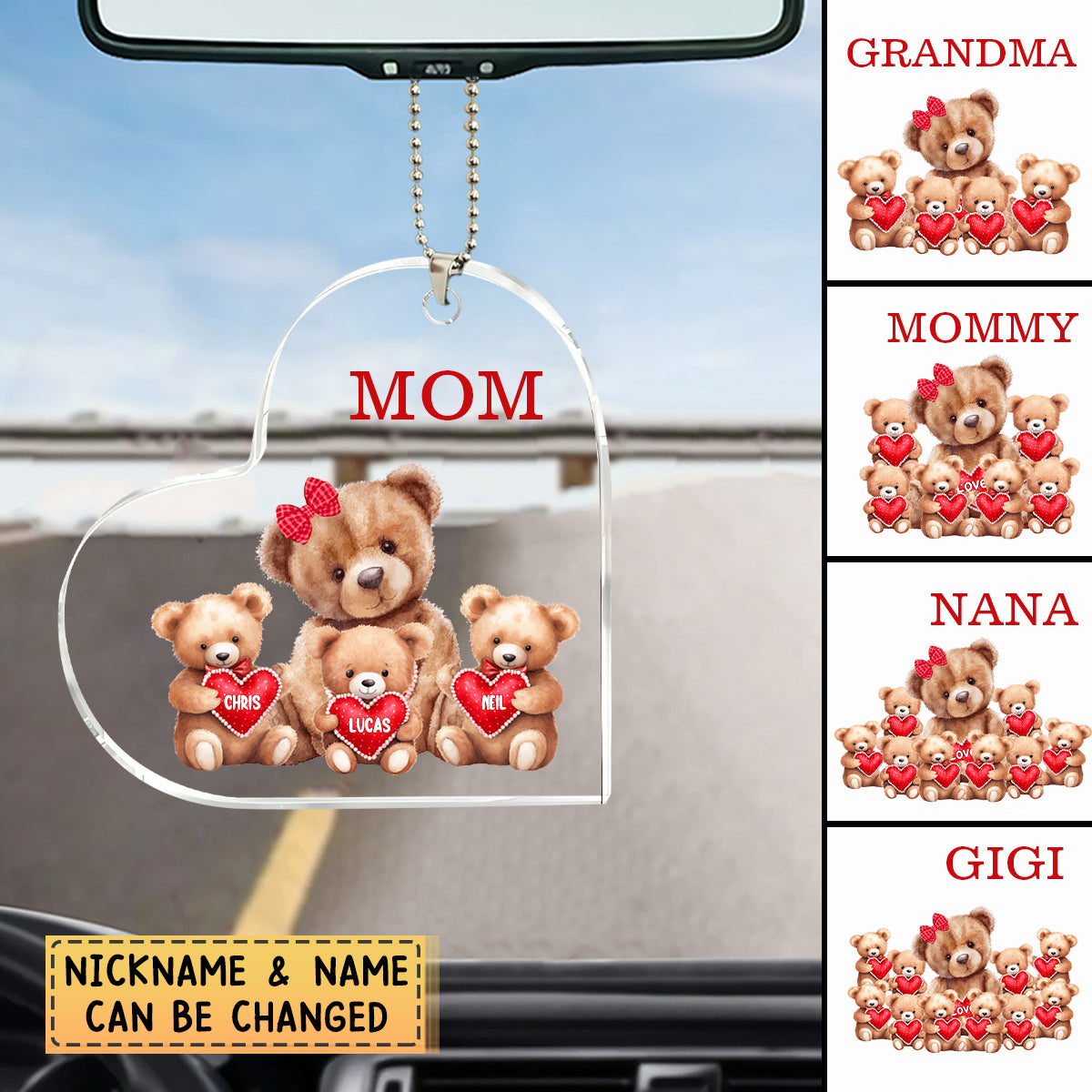 Personalized Mama Bear With Little Kids Acrylic Ornament