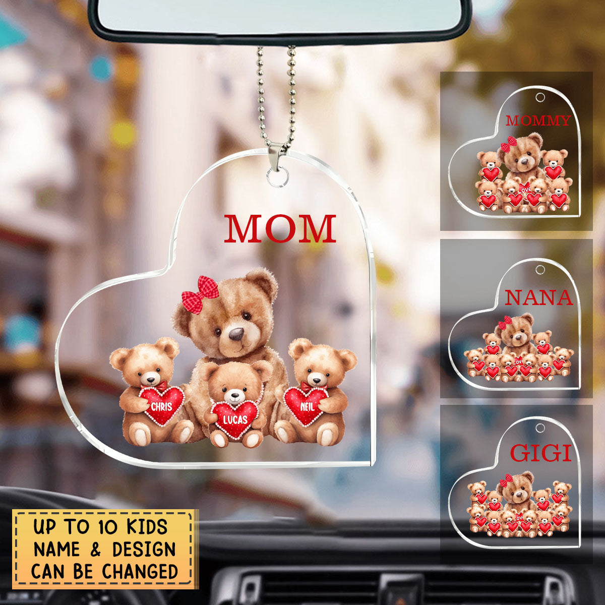Personalized Mama Bear With Little Kids Acrylic Ornament