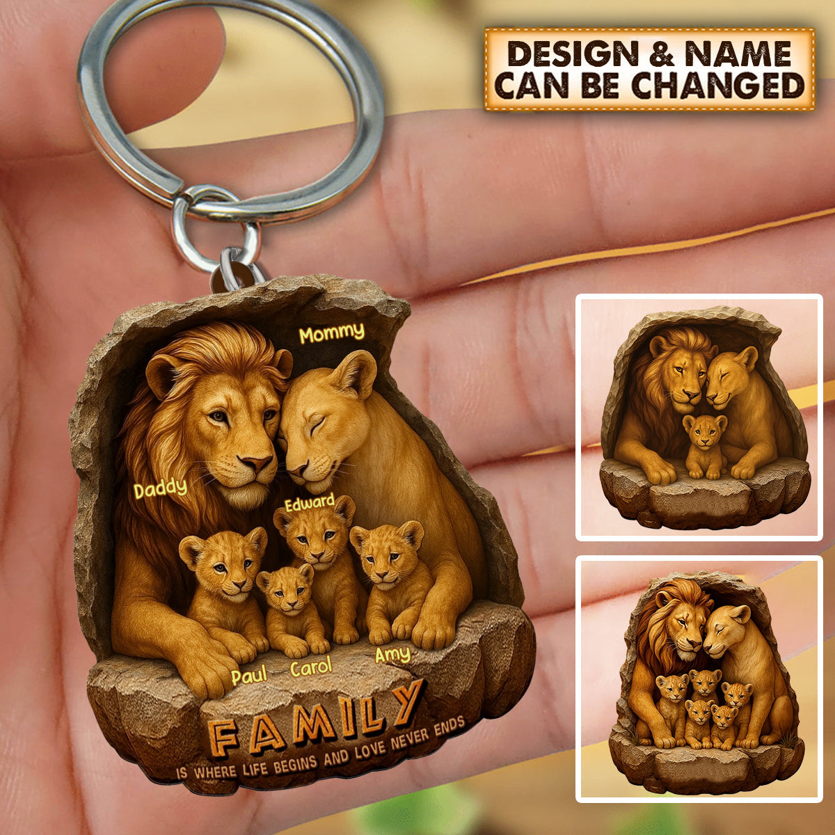 Personalized Gifts For Family Keychain- Custom 'Roaring Family' Keychain