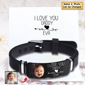 Custom Photo I Love You Dad/Mom - Family Gift - Personalized Engraved Bracelet