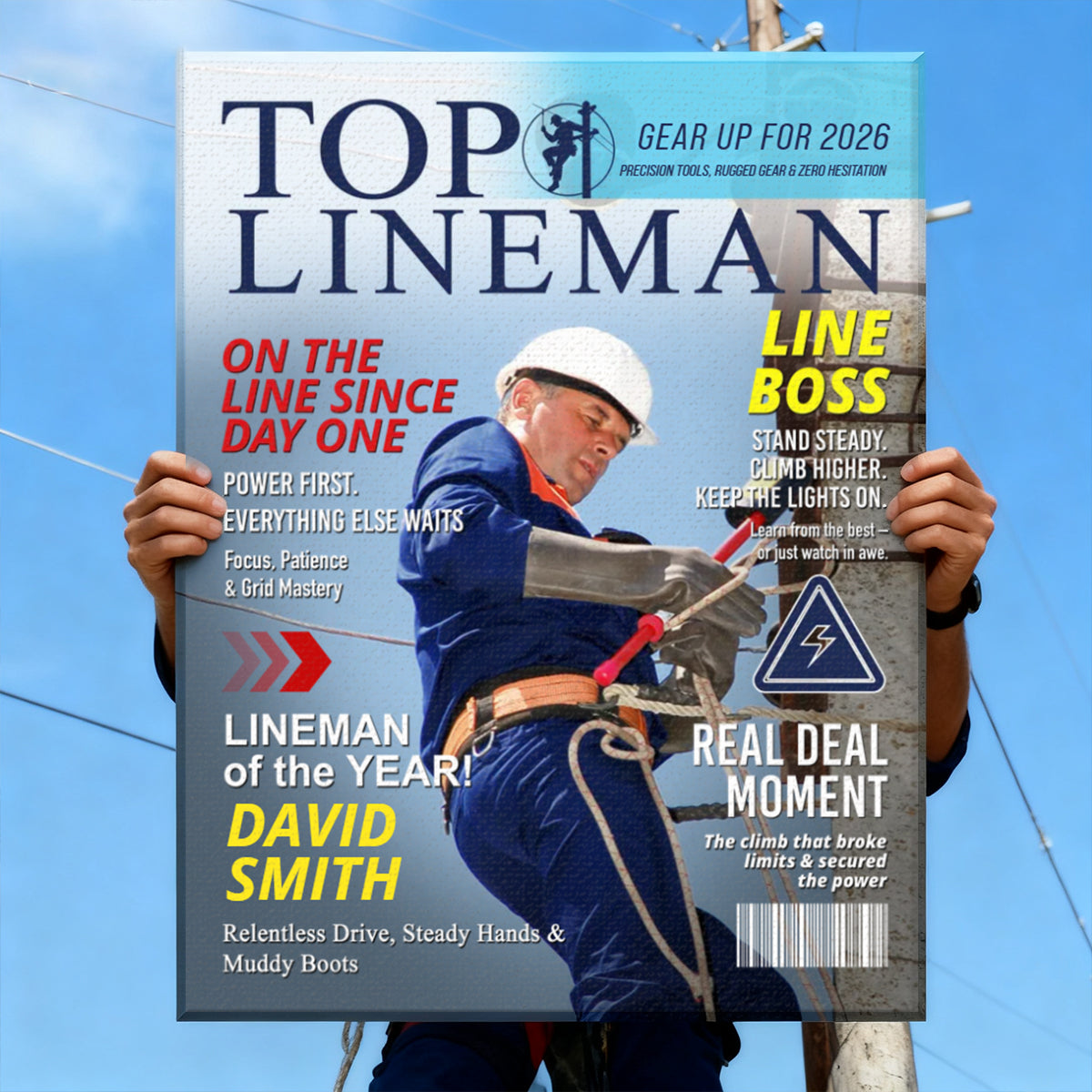 Personalized Lineman Magazine Cover, Custom Powerline Worker Gift, Birthday, Retirement & Utility Worker Keepsake