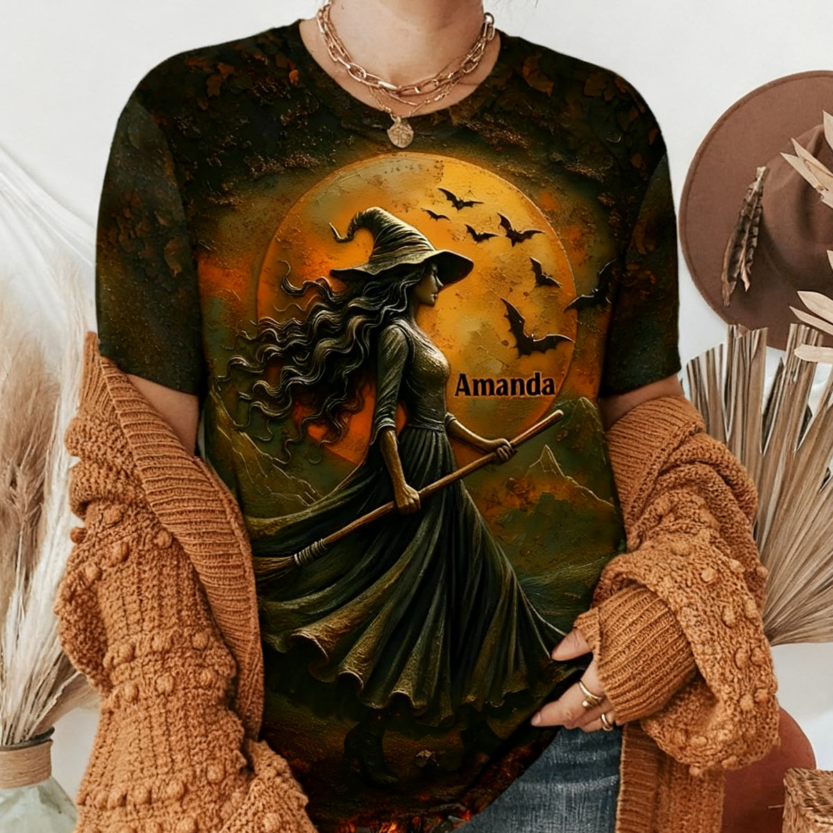 Custom Unisex T-shirt - Personalized Halloween Witchy Gifts For Besties, Sisters, BFF, Family, Yourself