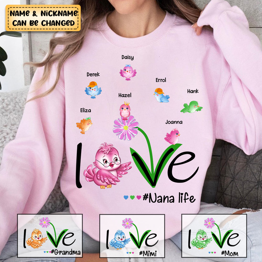 Personalized Love Grandma Life Birds Sweatshirt