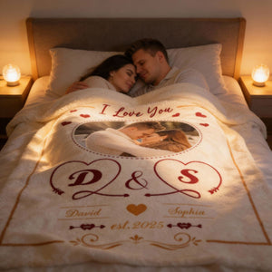Loving Gift For Couples Custom Photo I Love You - Personalized Fleece Blanket