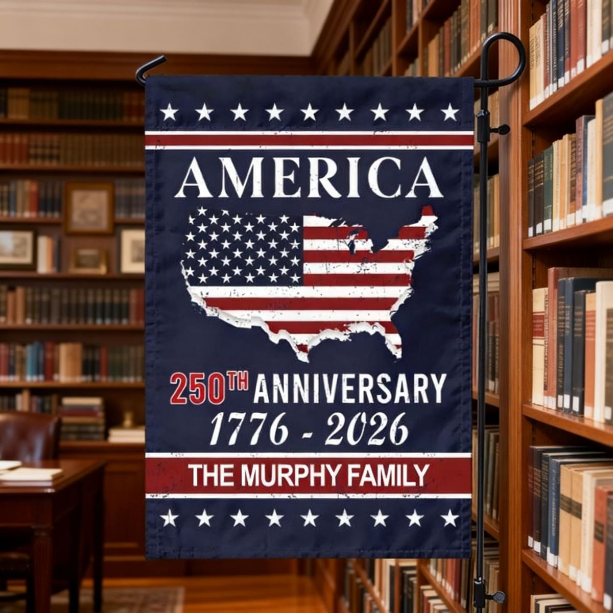 America 250th Anniversary Garden Flag Personalized Family Name
