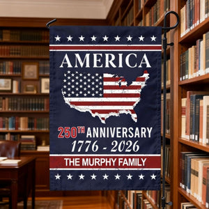 America 250th Anniversary Garden Flag Personalized Family Name