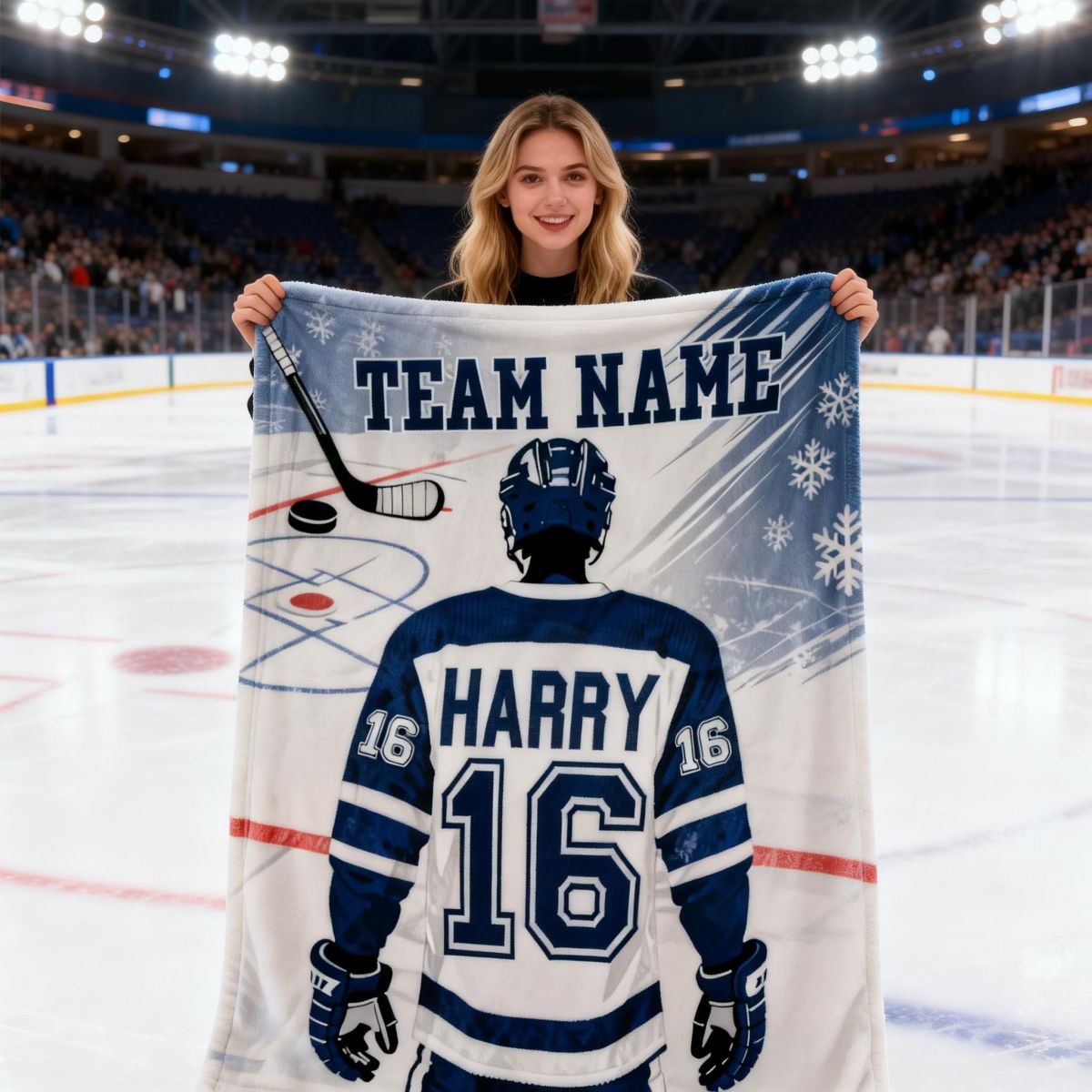 Custom Team Name, Player Name & Number Personalized Hockey Blanket Gift for Hockey Lovers