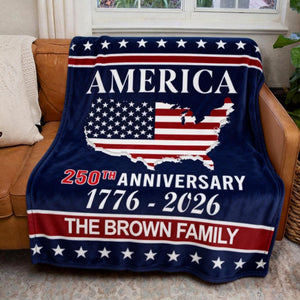America 250th Anniversary Blanket Personalized Family Name Blanket