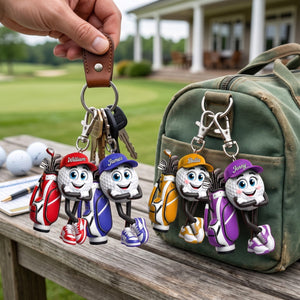 Arms Crossed Golf Ball Keychain - Personalized Cute Golf Mascot Keychain Gift for Male & Female Golfer