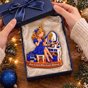Just a Girl Who Loves Makeup- Personalized Ornament, Christmas Gift for Beauty Lover