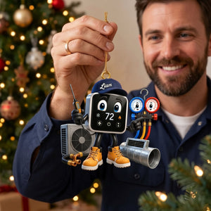 Smart Thermostat HVAC Mascot Ornament – Funny Personalized Heating & Cooling Tech Gift