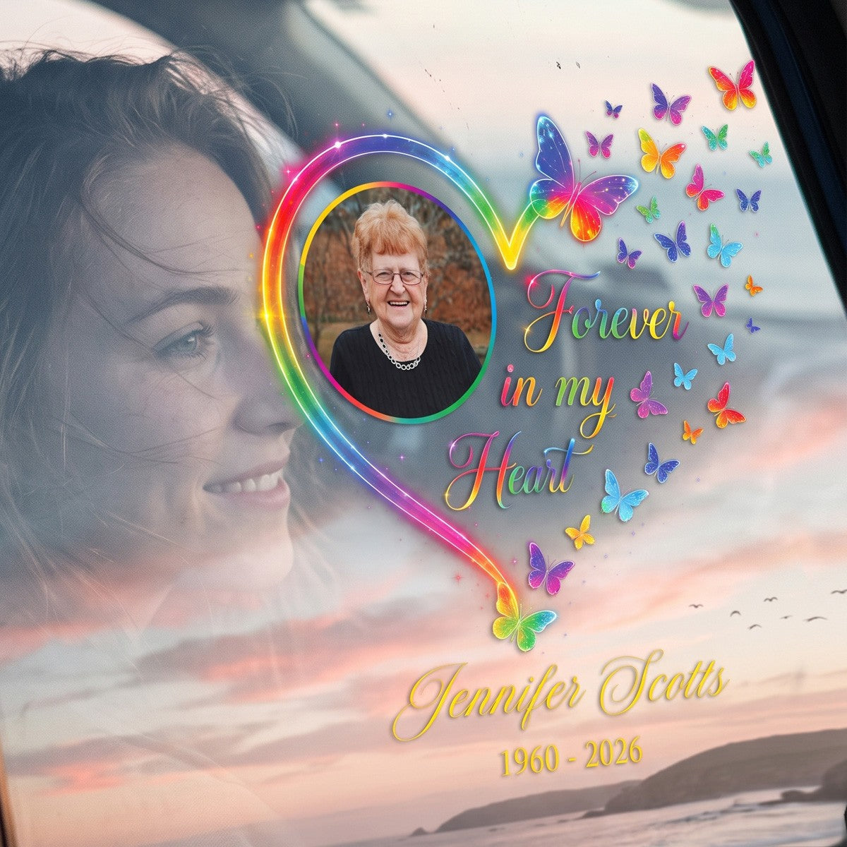 Memorial Gift For Loss Of Loved One – Personalized Decal "Forever In My Heart"