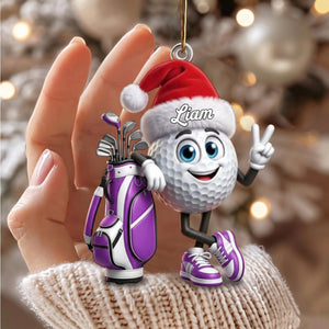 Personalized Victory Gesture Cute Golf Ball Hanging Ornament – Custom Gift For Golf Lovers