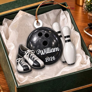 Personalized Bowling Acrylic Christmas Ornament, Bowler Christmas Gift