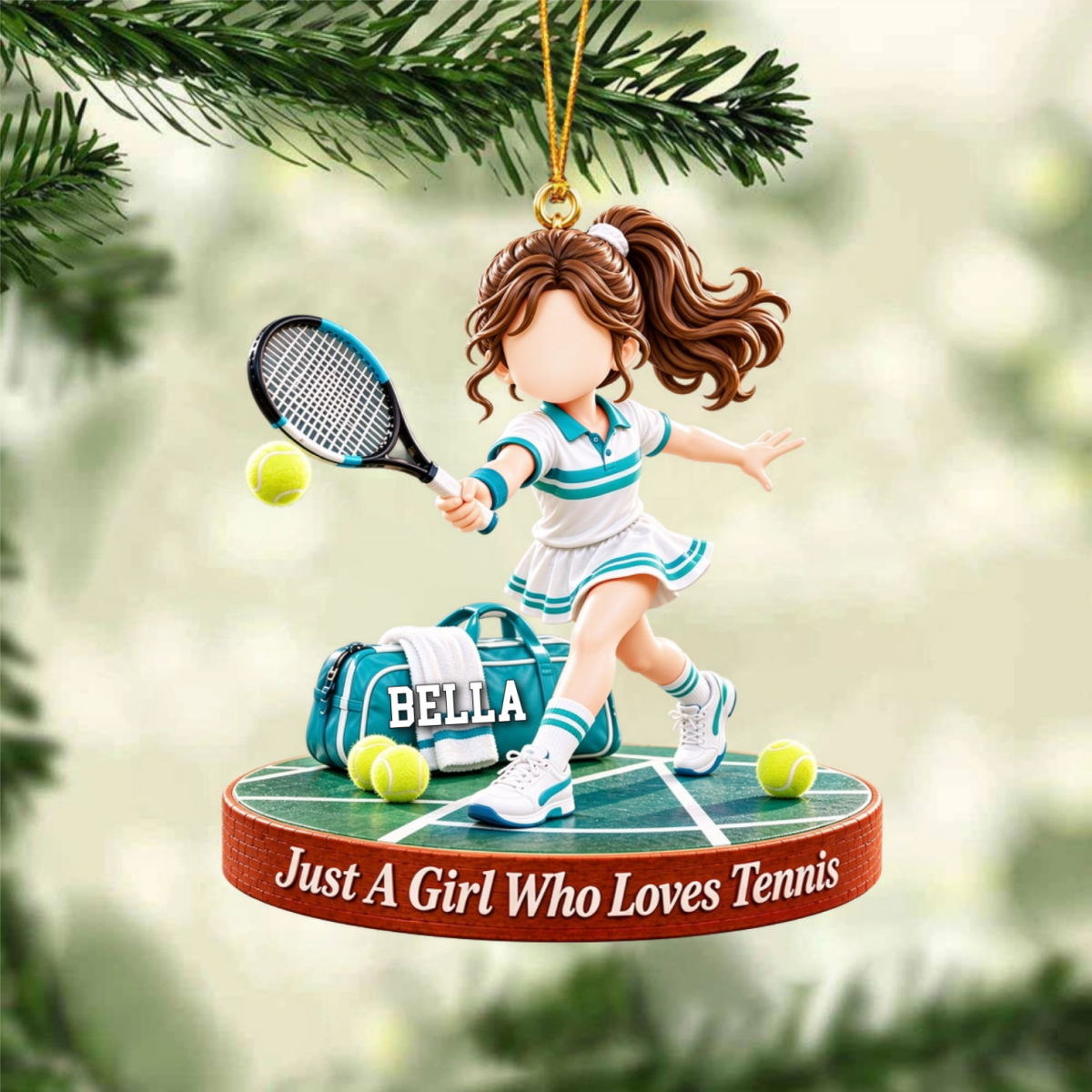 Personalized Tennis Boy Tennis Girl Christmas Ornament