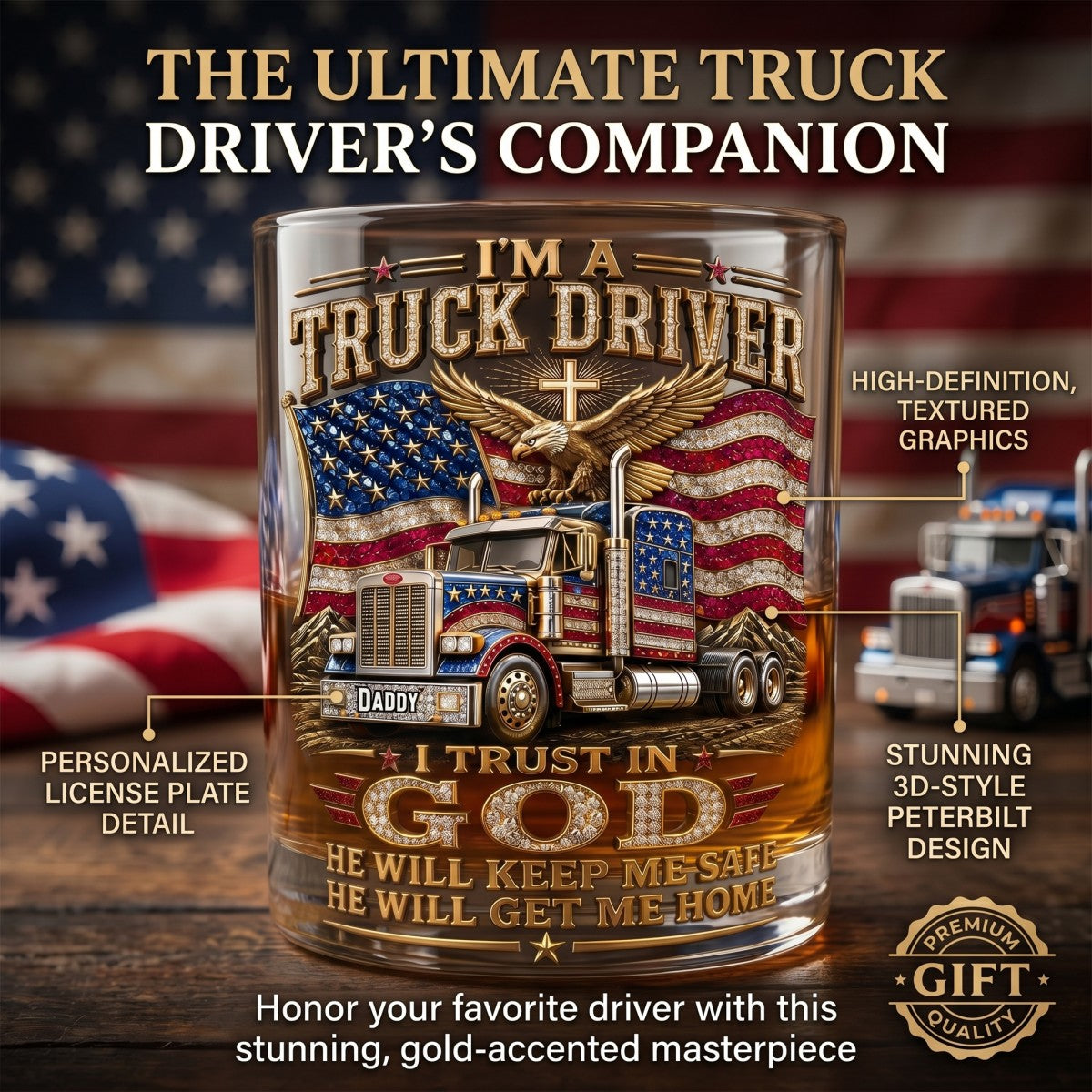 Dad Whiskey Glass – Personalized Gifts For Christian Truck Driver