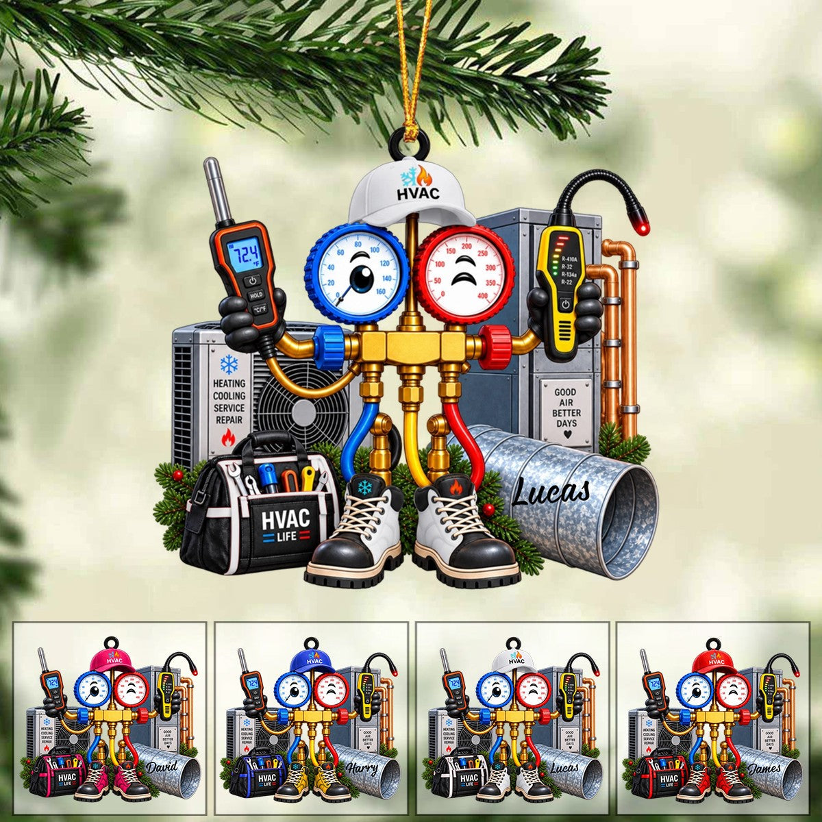 Personalized HVAC Christmas Ornament – Custom AC Technician Gift | Funny Holiday Décor For HVAC Technicians & Electricians