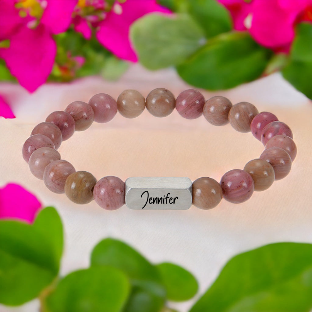 Personalized Name Crystal Beaded Bracelet, Tiger Eye Stone Bracelet