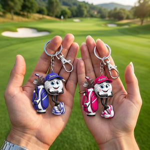 Arms Crossed Golf Ball Keychain - Personalized Cute Golf Mascot Keychain Gift for Male & Female Golfer
