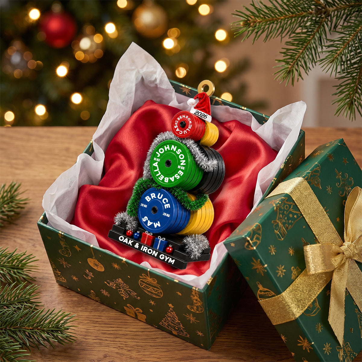 Personalized Weight Plate Christmas Tree Acrylic Ornament