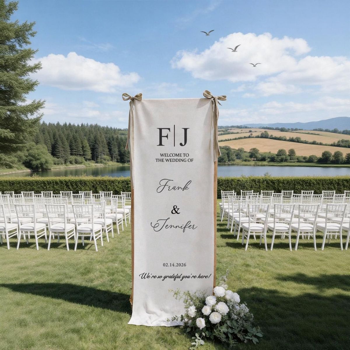 Welcome To The Wedding Of Mr. & Mrs. • Custom Fabric Wedding Welcome Sign •  Personalized Wedding Decor